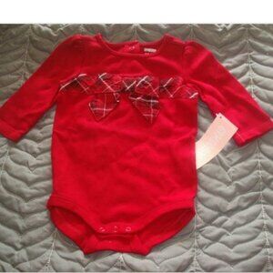 NWT GYMBOREE BABY GIRL 3-6 MONTHS CHRISTMAS BODYSUIT RED BOW HOLIDAY TOP